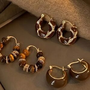 14k plated gold 3 models Hoop Earrings